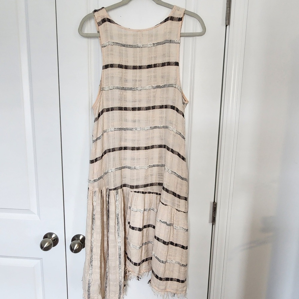 Free People Sleeveless Dress Striped Frayed Hem Casual Boho Chic Size Small - Picture 3 of 5